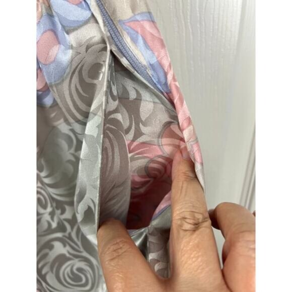 Anne Crimmins for Umi Collections 80s Silk Blouse Skirt Set Pastels Satin Sz 14 - Picture 12 of 12